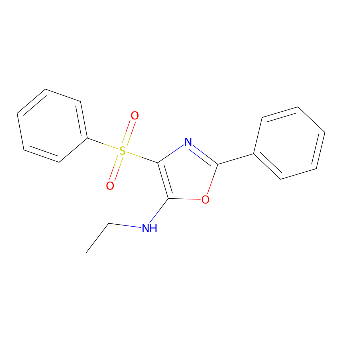 4-(benzenesulfonyl)-N-ethyl-2-phenyl-1,3-oxazol-5-amine molecular structure, CAS 478171-63-0