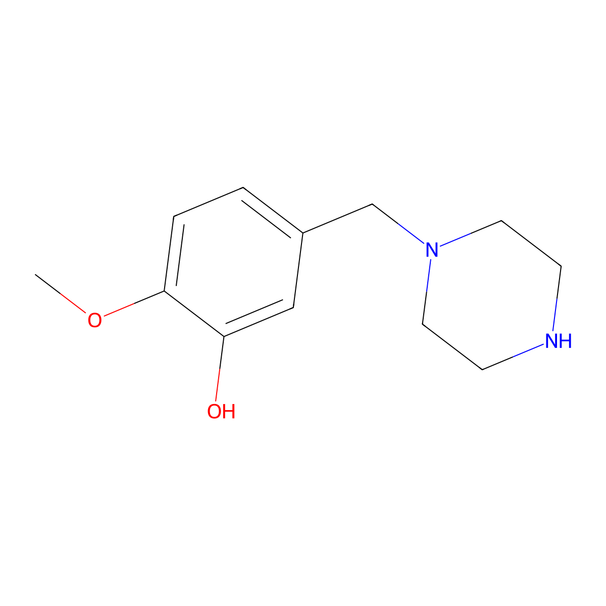 2-Methoxy-5-(piperazin-1-ylmethyl)phenol molecular structure, CAS 478171-73-2