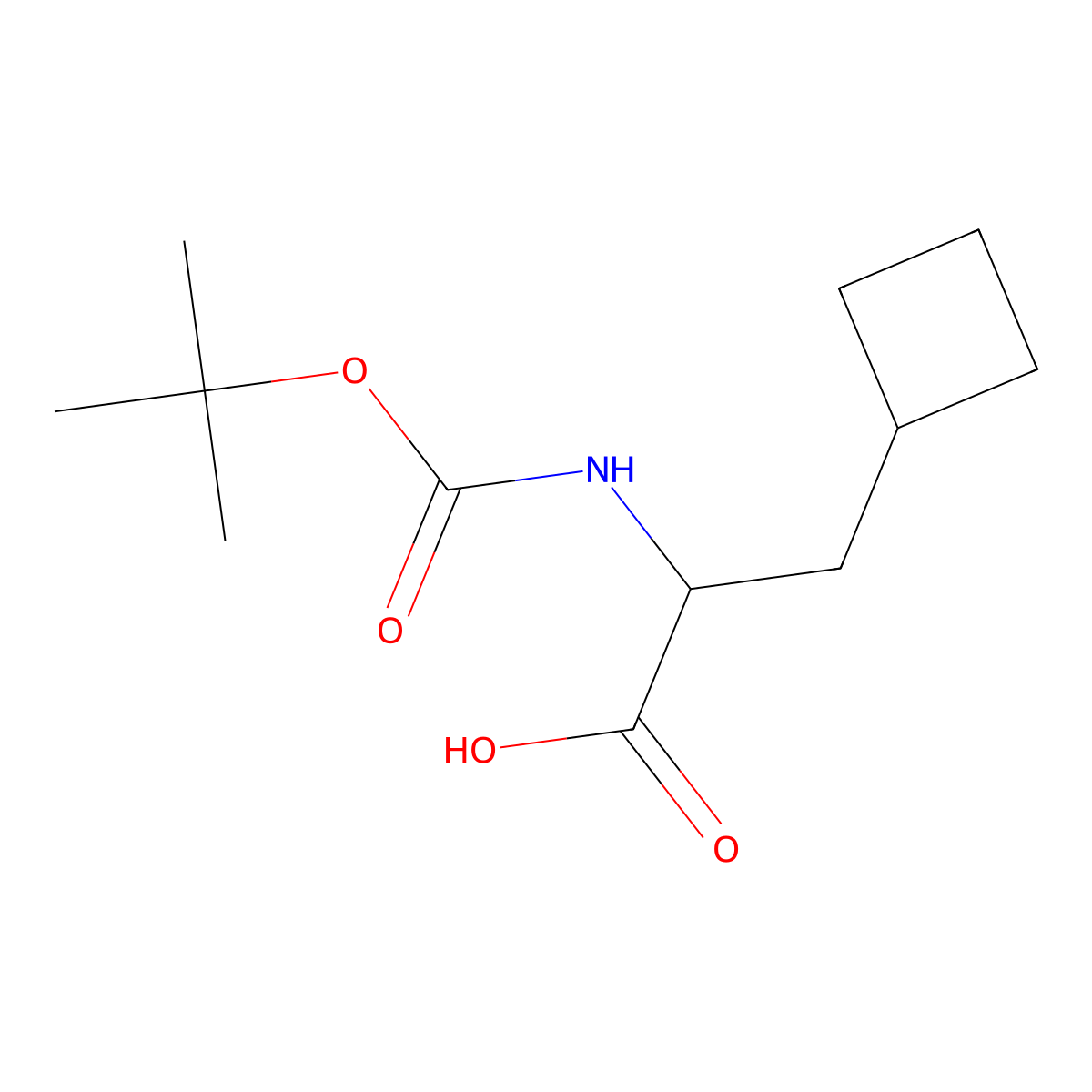 (2S)-2-(((tert-butoxy)carbonyl)amino)-3-cyclobutylpropanoic acid molecular structure, CAS 478183-60-7