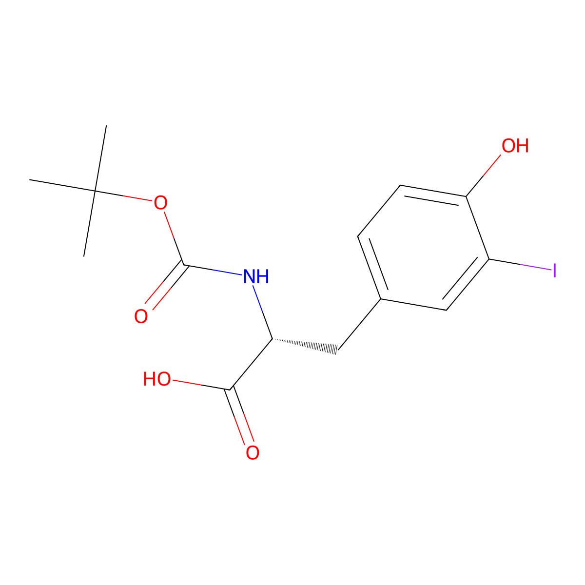 Boc-D-Tyr(3-I)-OH molecular structure, CAS 478183-68-5