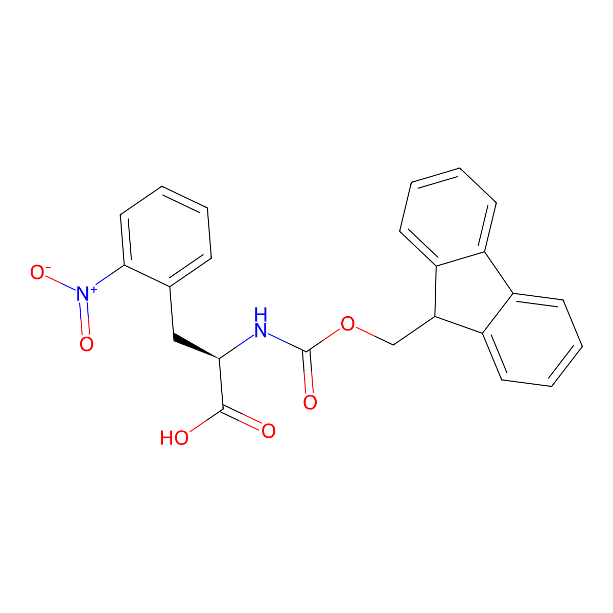 (R)-2-((((9H-Fluoren-9-yl)methoxy)carbonyl)amino)-3-(2-nitrophenyl)propanoic acid molecular structure, CAS 478183-70-9
