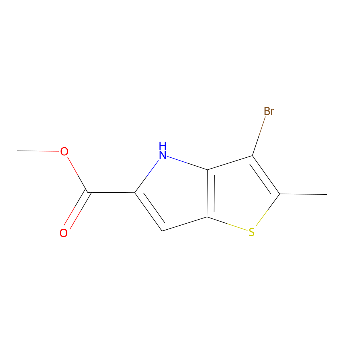 methyl 3-bromo-2-methyl-4H-thieno[3,2-b]pyrrole-5-carboxylate molecular structure, CAS 478239-04-2