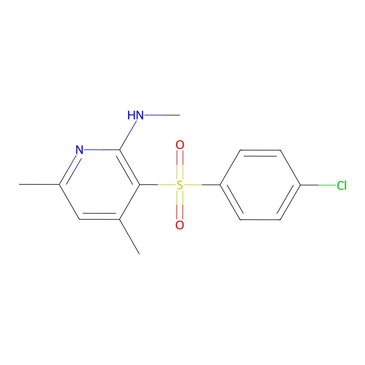 N-{3-[(4-chlorophenyl)sulfonyl]-4,6-dimethyl-2-pyridinyl}-N-methylamine molecular structure, CAS 478245-24-8