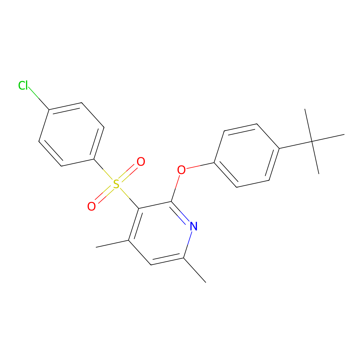 2-[4-(Tert-butyl)phenoxy]-4,6-dimethyl-3-pyridinyl 4-chlorophenyl sulfone molecular structure, CAS 478245-25-9