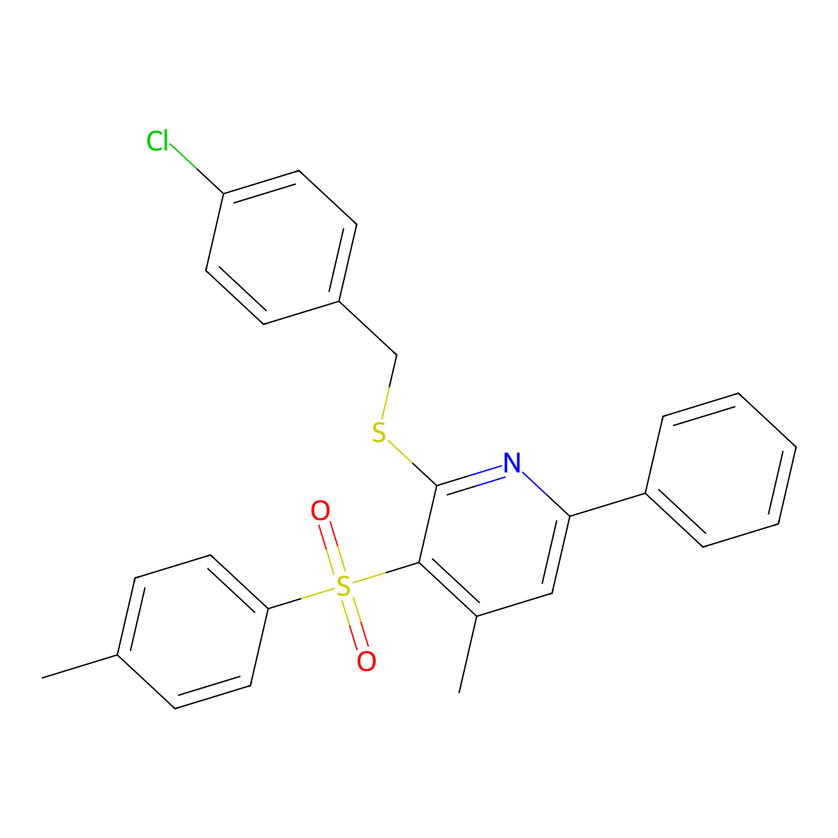 2-[(4-Chlorobenzyl)sulfanyl]-4-methyl-6-phenyl-3-pyridinyl 4-methylphenyl sulfone molecular structure, CAS 478245-26-0
