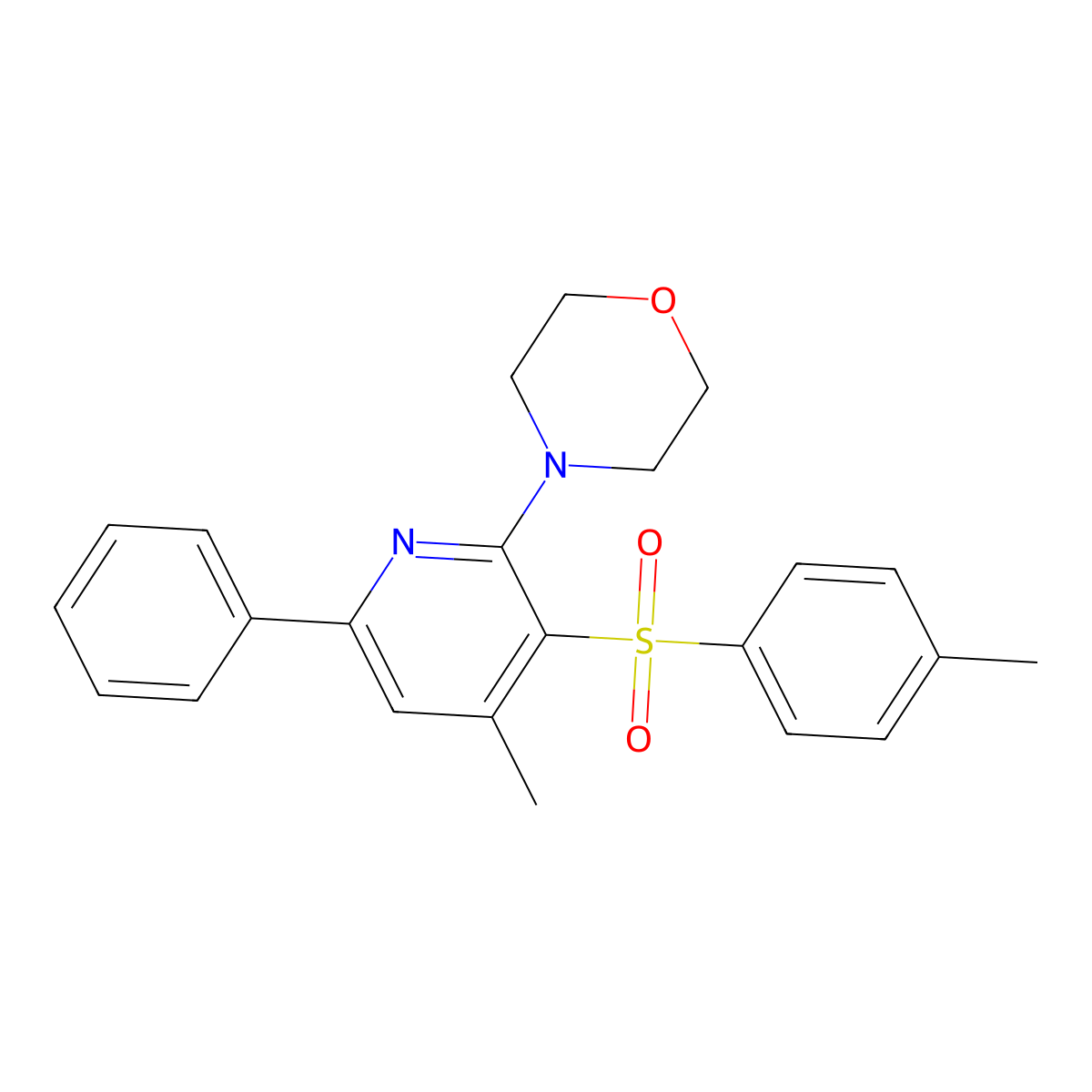 4-{4-Methyl-3-[(4-methylphenyl)sulfonyl]-6-phenyl-2-pyridinyl}morpholine molecular structure, CAS 478245-28-2
