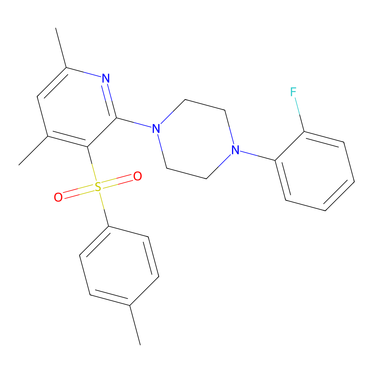 1-{4,6-Dimethyl-3-[(4-methylphenyl)sulfonyl]-2-pyridinyl}-4-(2-fluorophenyl)piperazine molecular structure, CAS 478245-30-6
