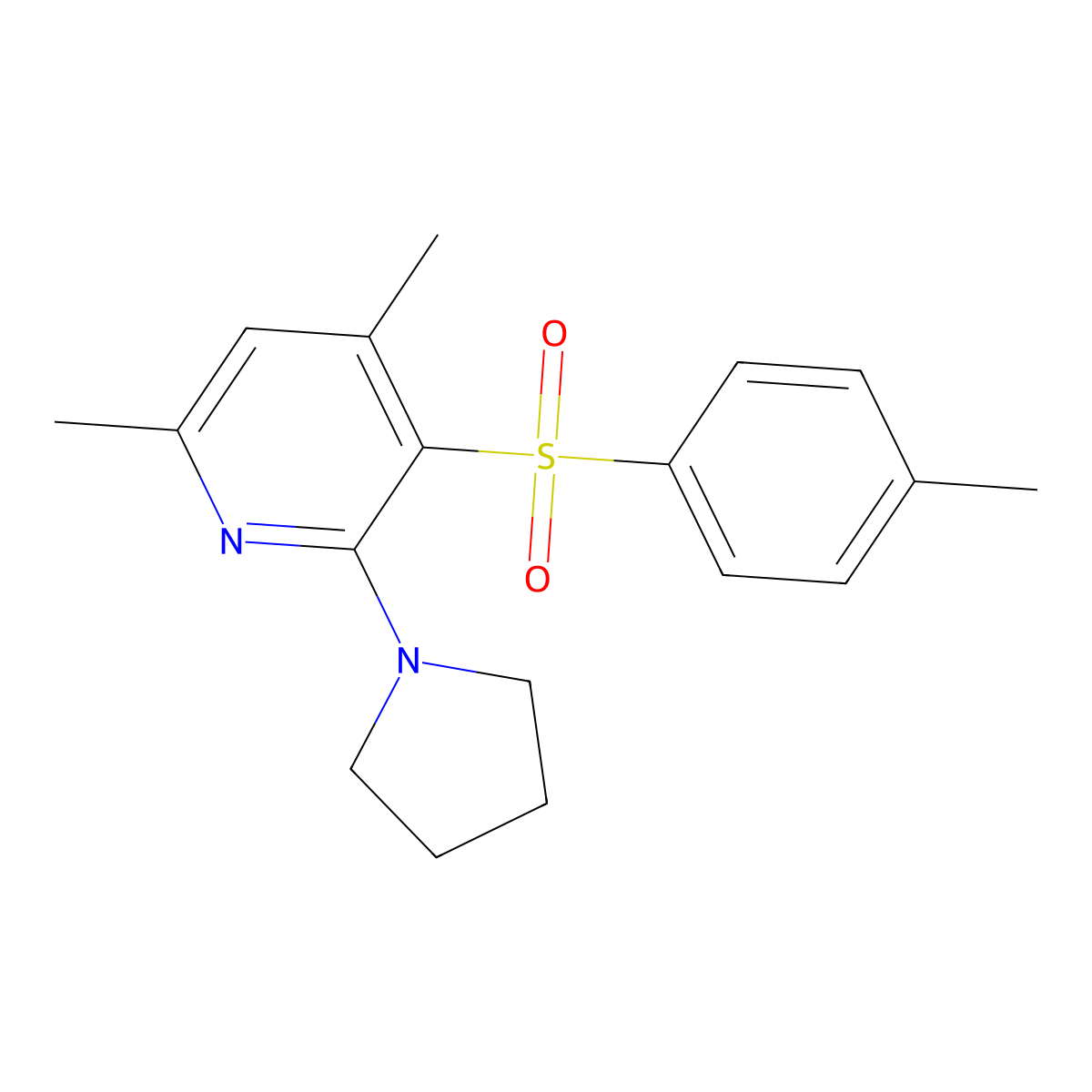 4,6-Dimethyl-3-[(4-methylphenyl)sulfonyl]-2-(1-pyrrolidinyl)pyridine molecular structure, CAS 478245-32-8