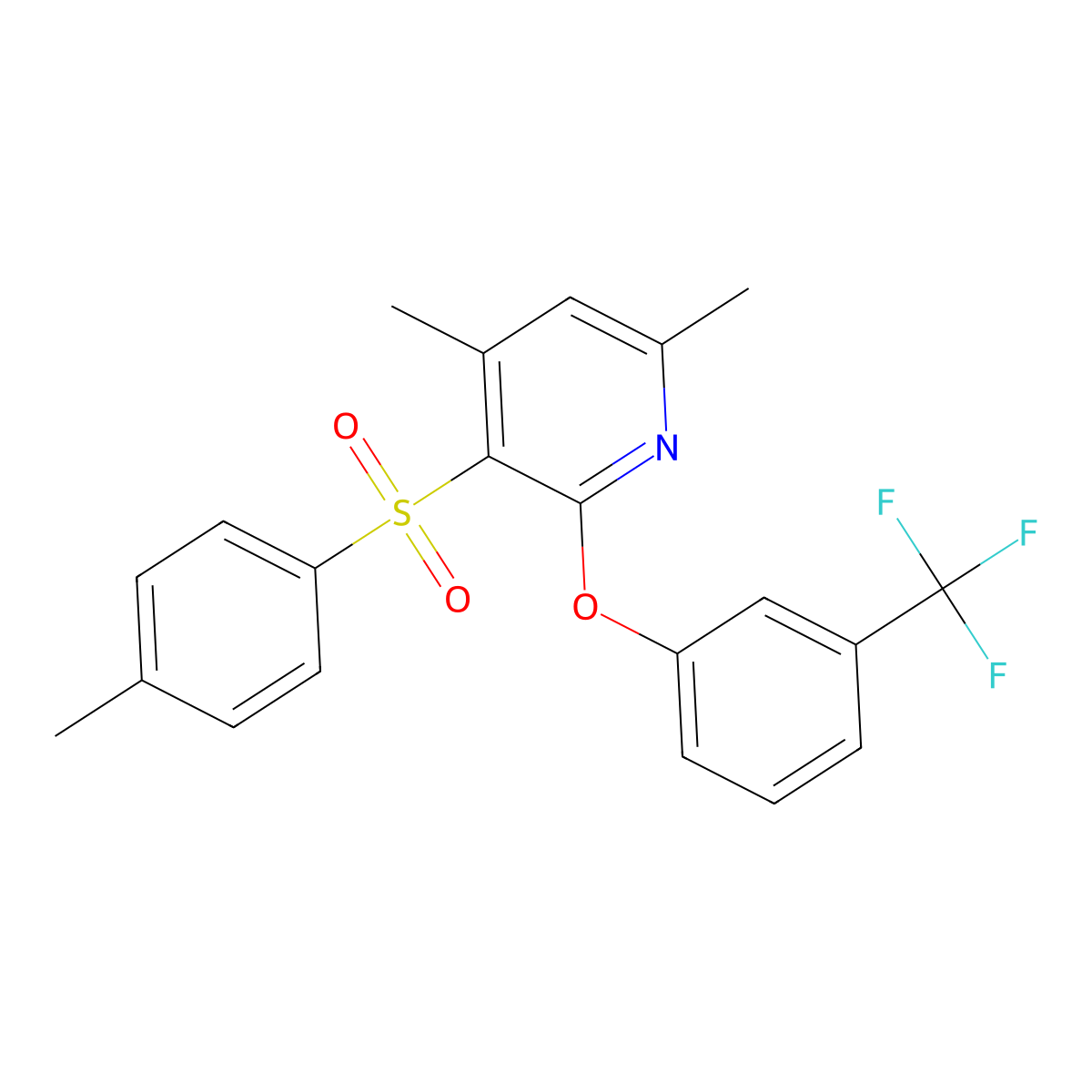 4,6-Dimethyl-3-[(4-methylphenyl)sulfonyl]-2-[3-(trifluoromethyl)phenoxy]pyridine molecular structure, CAS 478245-36-2