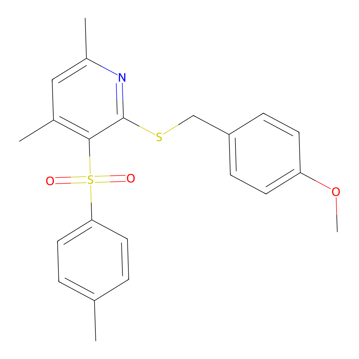 2-[(4-Methoxybenzyl)sulfanyl]-4,6-dimethyl-3-pyridinyl 4-methylphenyl sulfone molecular structure, CAS 478245-39-5