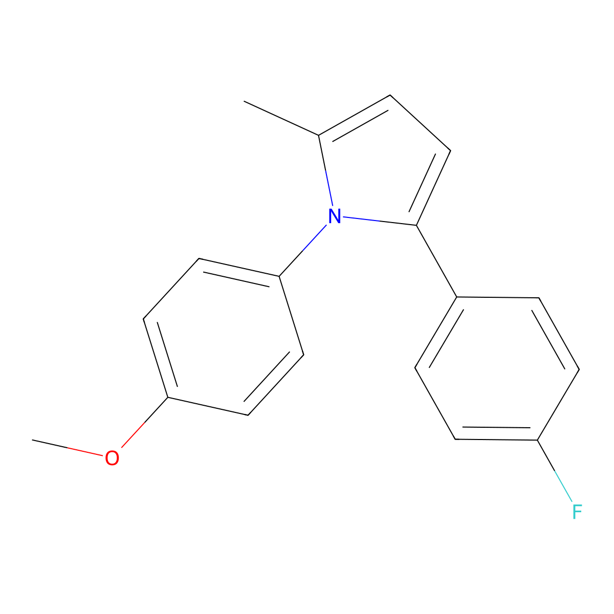2-(4-fluorophenyl)-1-(4-methoxyphenyl)-5-methyl-1H-pyrrole molecular structure, CAS 478245-40-8