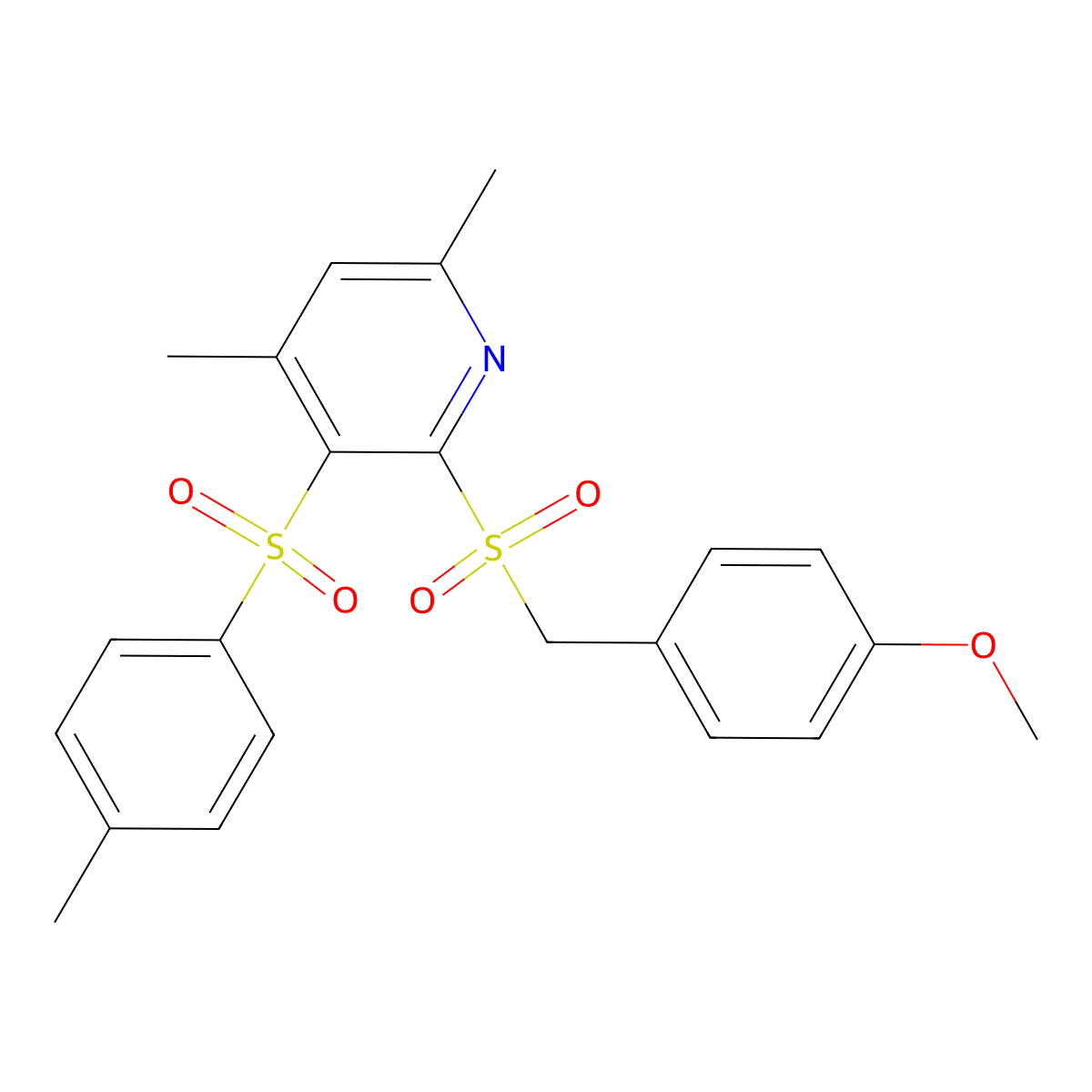 4,6-Dimethyl-3-[(4-methylphenyl)sulfonyl]-2-pyridinyl 4-methoxybenzyl sulfone molecular structure, CAS 478245-41-9