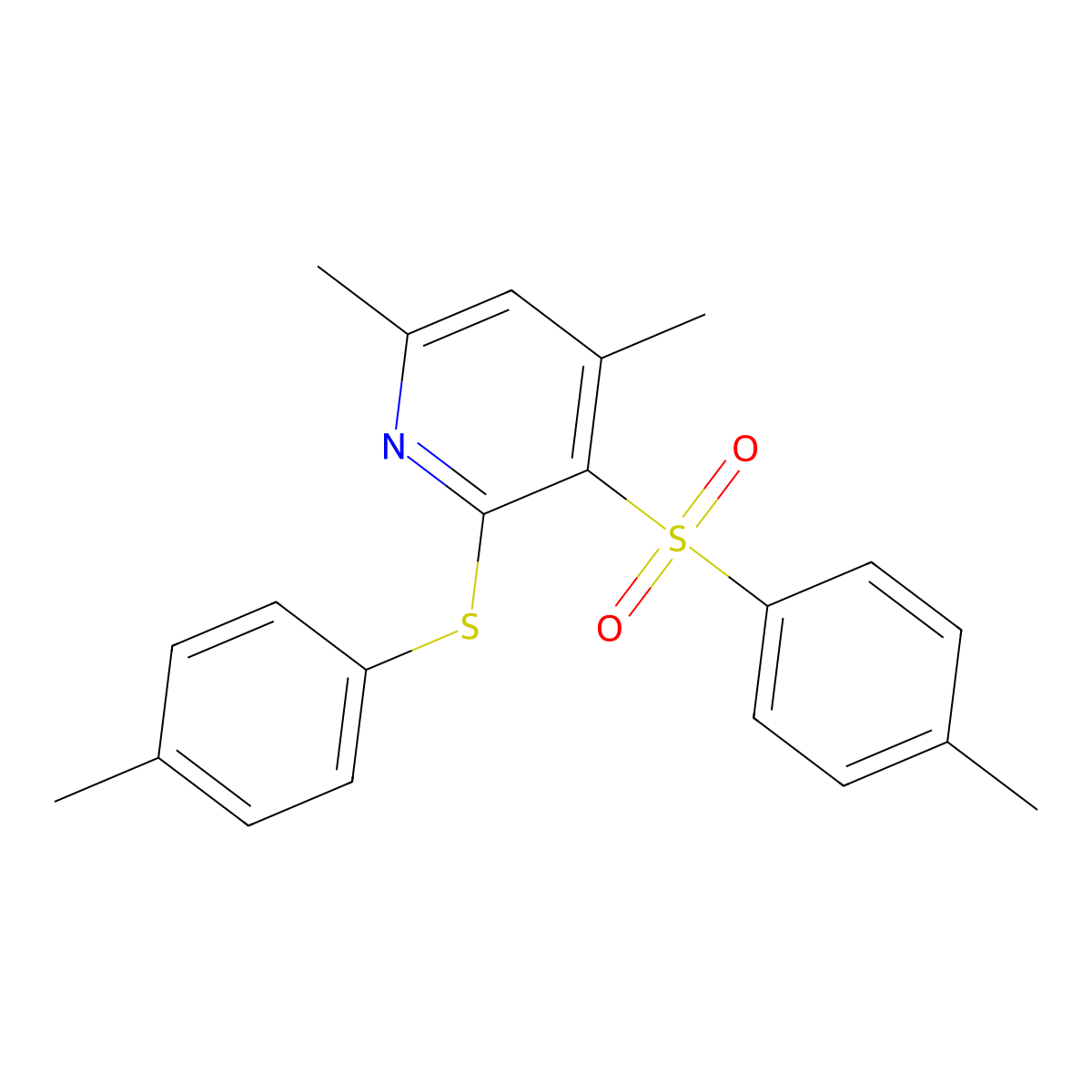 4,6-Dimethyl-2-[(4-methylphenyl)sulfanyl]-3-[(4-methylphenyl)sulfonyl]pyridine molecular structure, CAS 478245-43-1