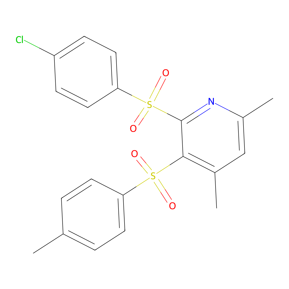 4-Chlorophenyl 4,6-dimethyl-3-[(4-methylphenyl)sulfonyl]-2-pyridinyl sulfone molecular structure, CAS 478245-48-6