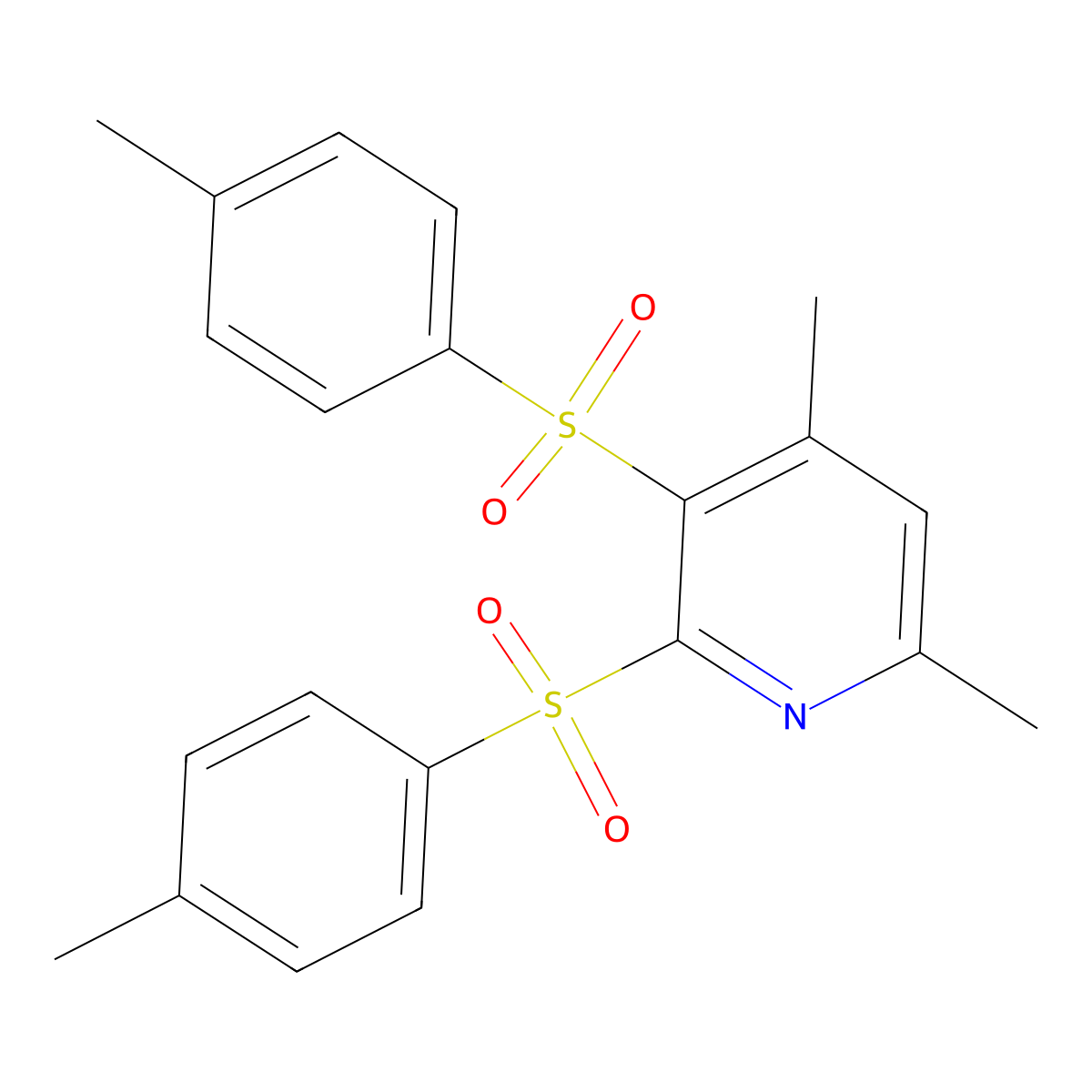 4,6-Dimethyl-2,3-bis[(4-methylphenyl)sulfonyl]pyridine molecular structure, CAS 478245-49-7