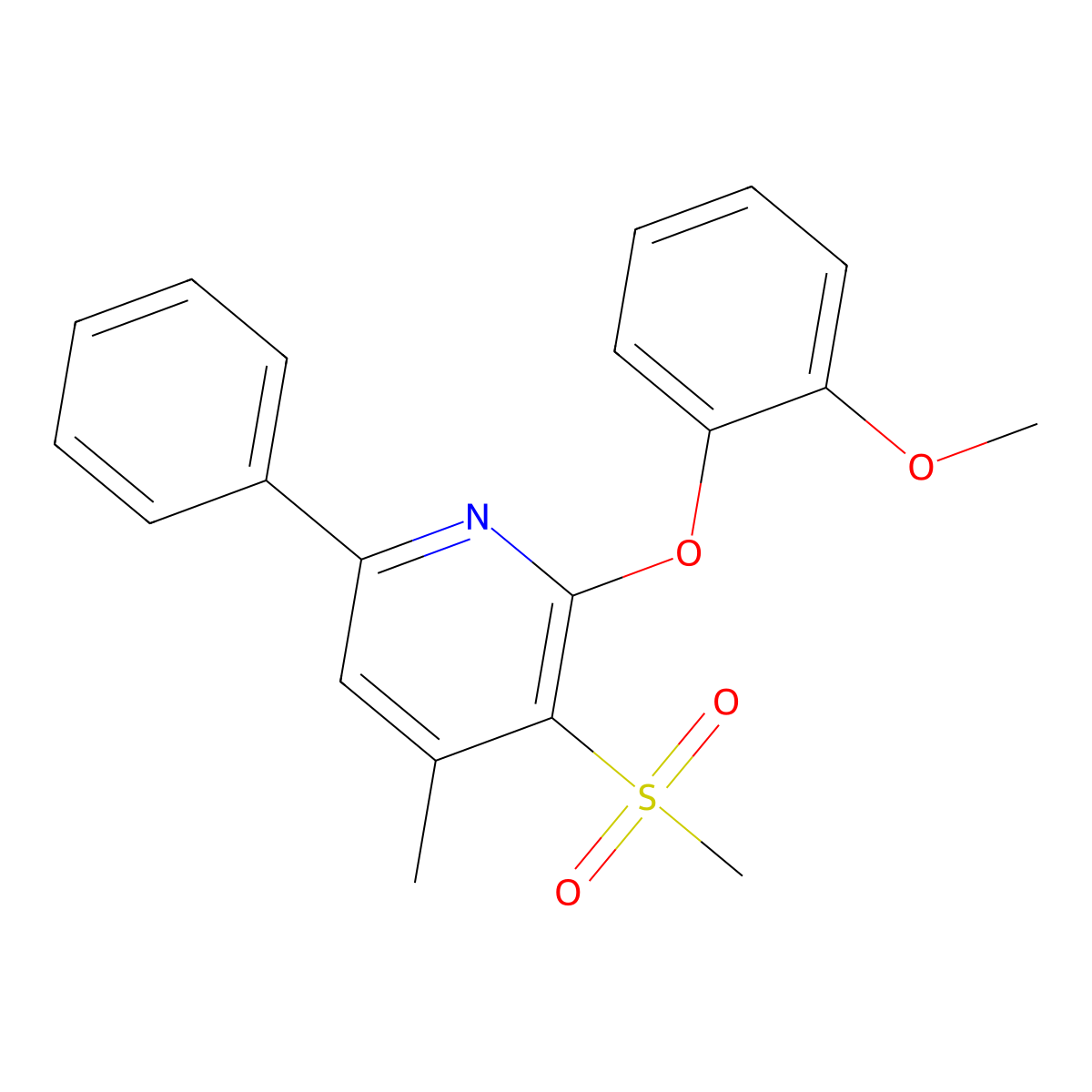 2-(2-Methoxyphenoxy)-4-methyl-3-(methylsulfonyl)-6-phenylpyridine molecular structure, CAS 478245-50-0