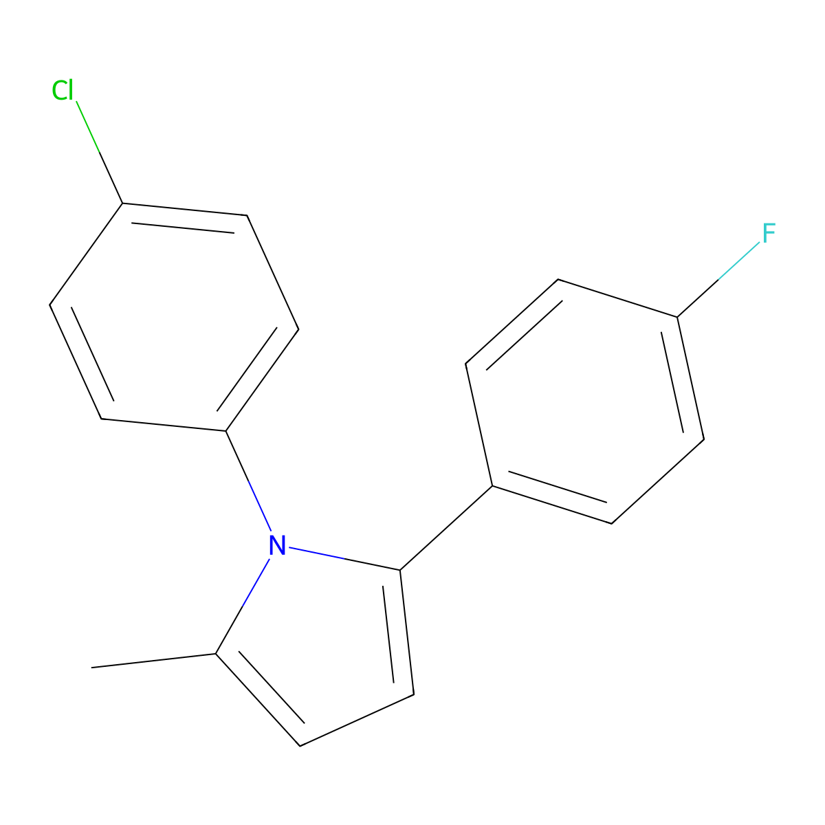 1-(4-chlorophenyl)-2-(4-fluorophenyl)-5-methyl-1H-pyrrole molecular structure, CAS 478245-51-1