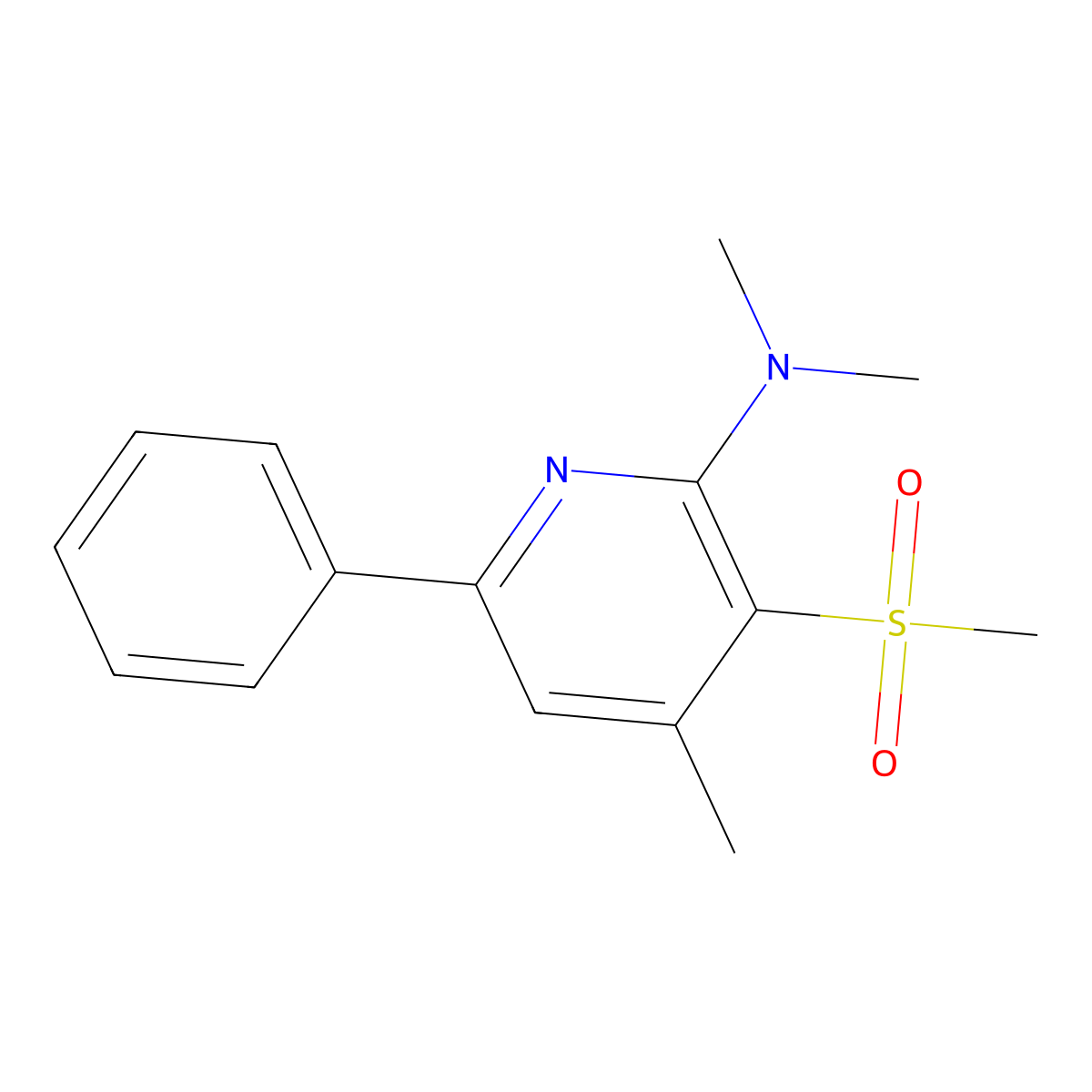 N,N,4-trimethyl-3-(methylsulfonyl)-6-phenyl-2-pyridinamine molecular structure, CAS 478245-53-3