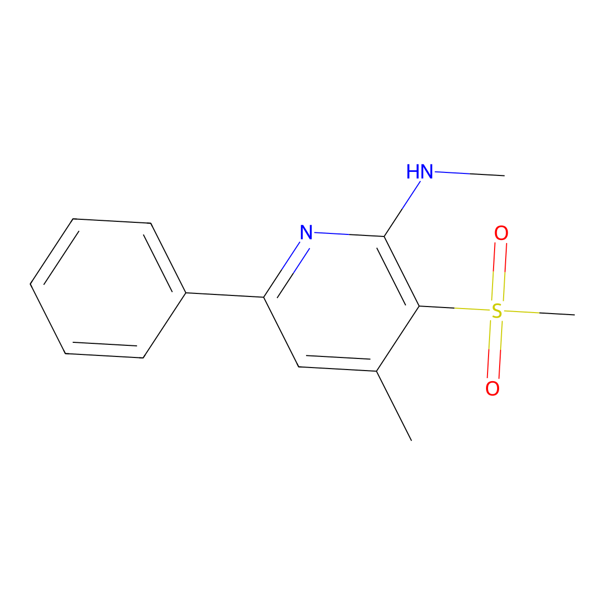 N,4-dimethyl-3-(methylsulfonyl)-6-phenyl-2-pyridinamine molecular structure, CAS 478245-54-4