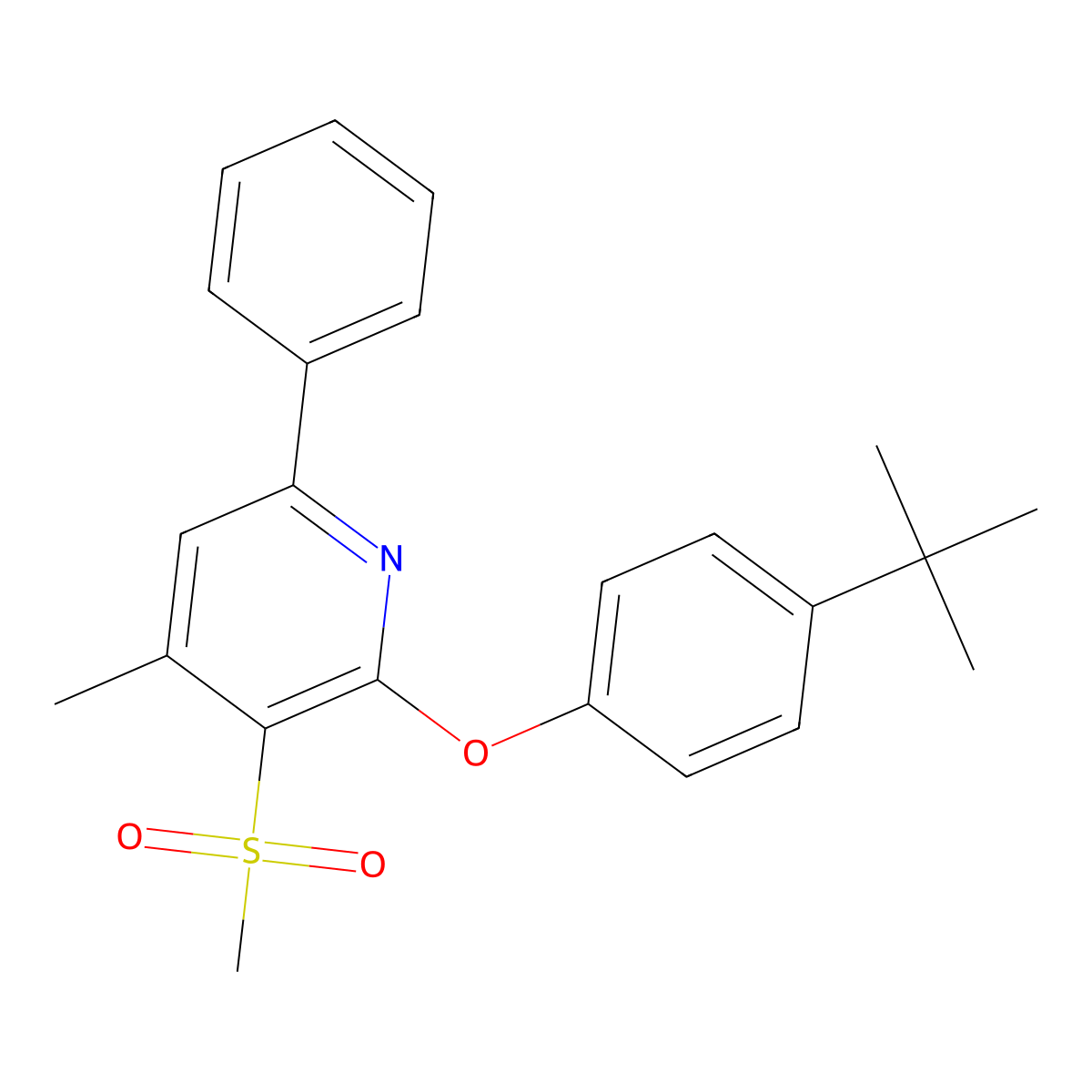 2-[4-(Tert-butyl)phenoxy]-4-methyl-6-phenyl-3-pyridinyl methyl sulfone molecular structure, CAS 478245-55-5