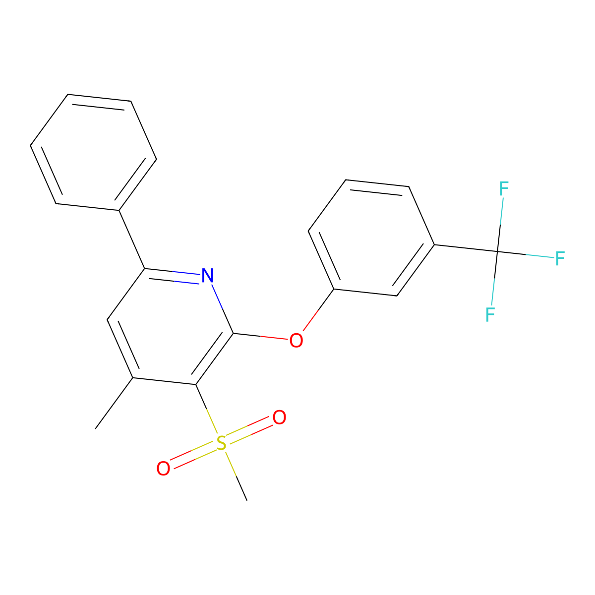 4-Methyl-3-(methylsulfonyl)-6-phenyl-2-[3-(trifluoromethyl)phenoxy]pyridine molecular structure, CAS 478245-56-6