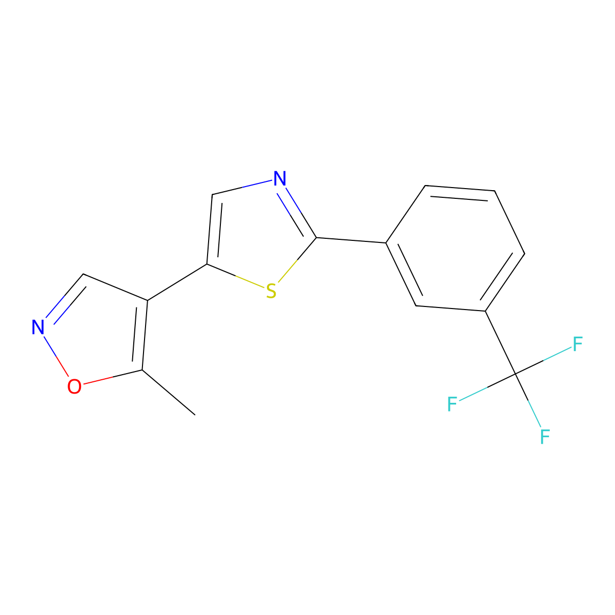 5-Methyl-4-{2-[3-(trifluoromethyl)phenyl]-1,3-thiazol-5-yl}-1,2-oxazole molecular structure, CAS 478245-63-5