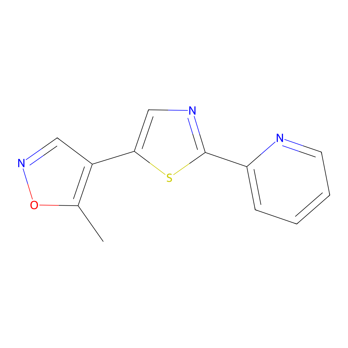 2-[5-(5-Methyl-4-isoxazolyl)-1,3-thiazol-2-yl]pyridine molecular structure, CAS 478245-64-6