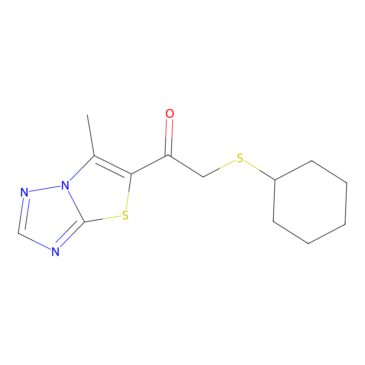 2-(Cyclohexylsulfanyl)-1-(6-methyl[1,3]thiazolo[3,2-b][1,2,4]triazol-5-yl)-1-ethanone molecular structure, CAS 478245-66-8