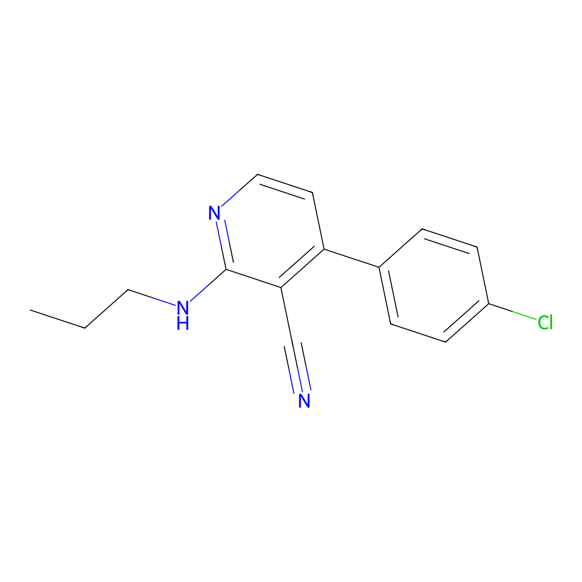 4-(4-Chlorophenyl)-2-(propylamino)pyridine-3-carbonitrile molecular structure, CAS 478245-76-0