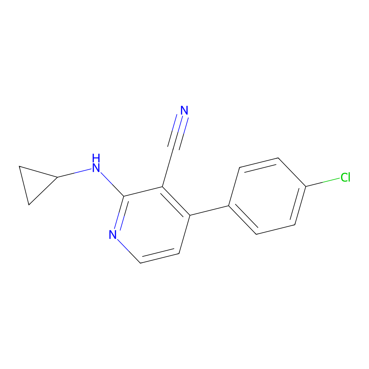 4-(4-Chlorophenyl)-2-(cyclopropylamino)nicotinonitrile molecular structure, CAS 478245-77-1