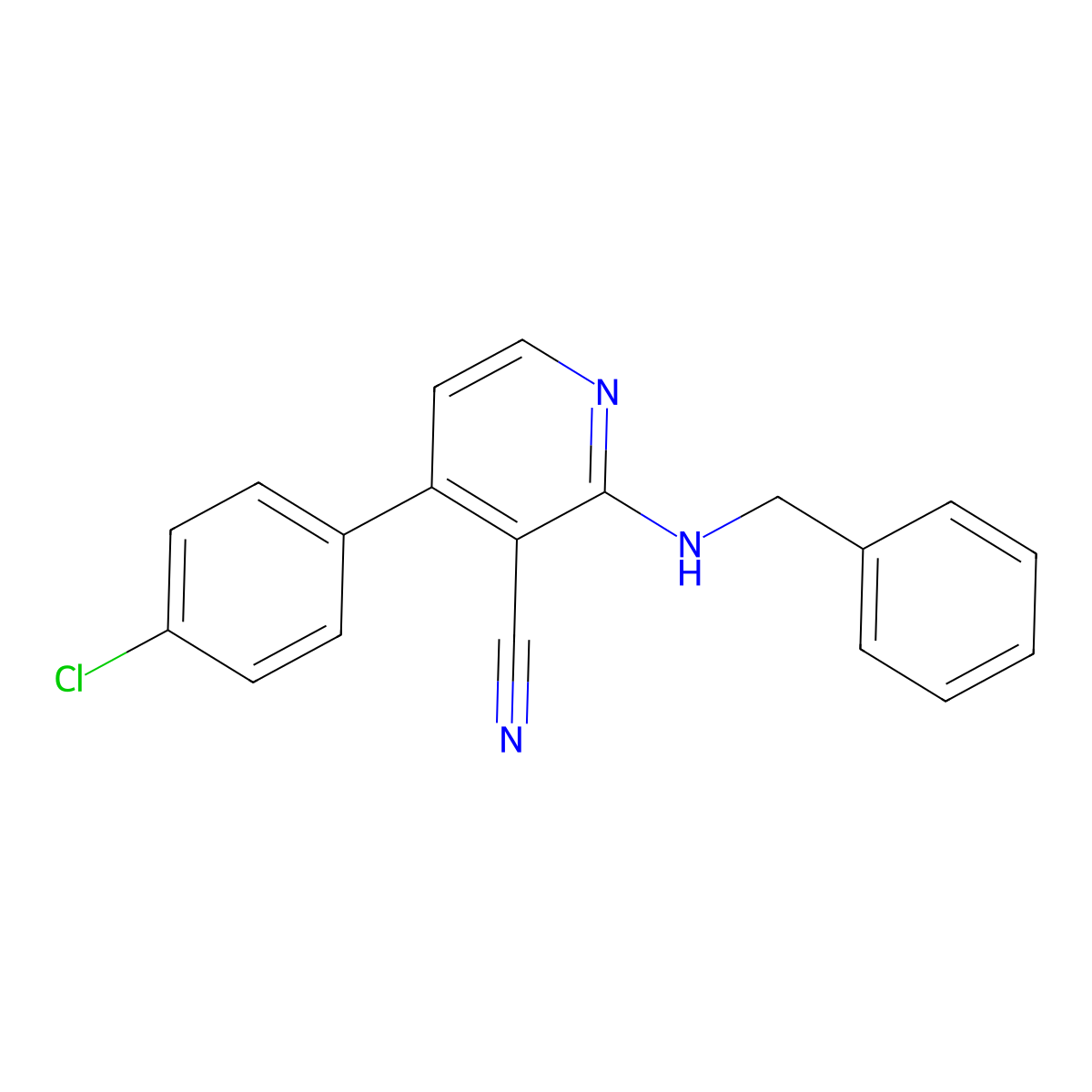 2-(Benzylamino)-4-(4-chlorophenyl)pyridine-3-carbonitrile molecular structure, CAS 478245-78-2