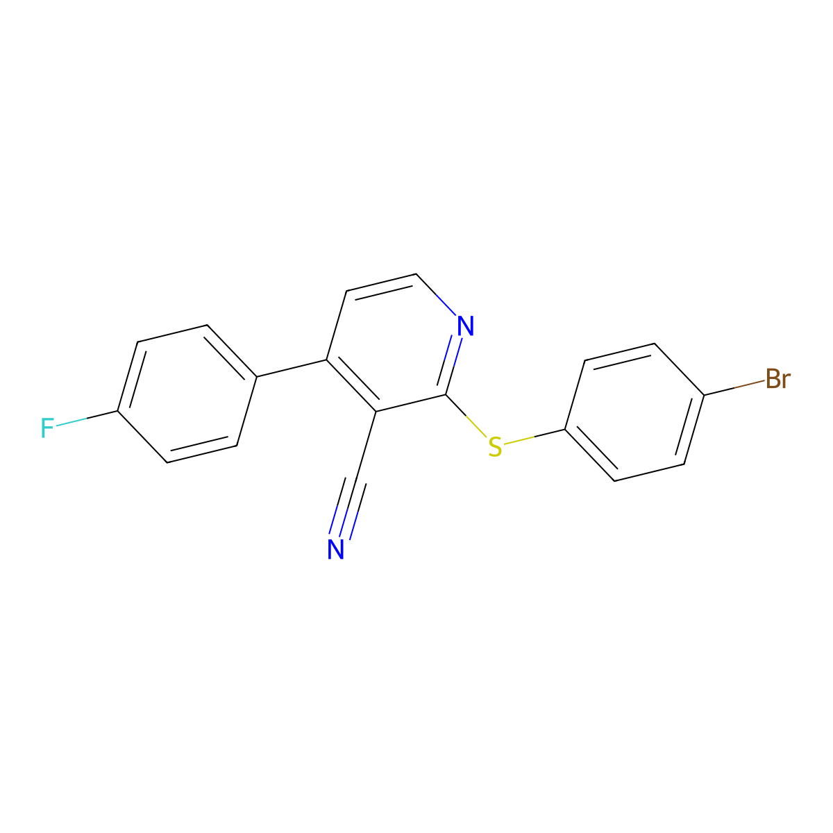 2-[(4-Bromophenyl)sulfanyl]-4-(4-fluorophenyl)nicotinonitrile molecular structure, CAS 478245-90-8