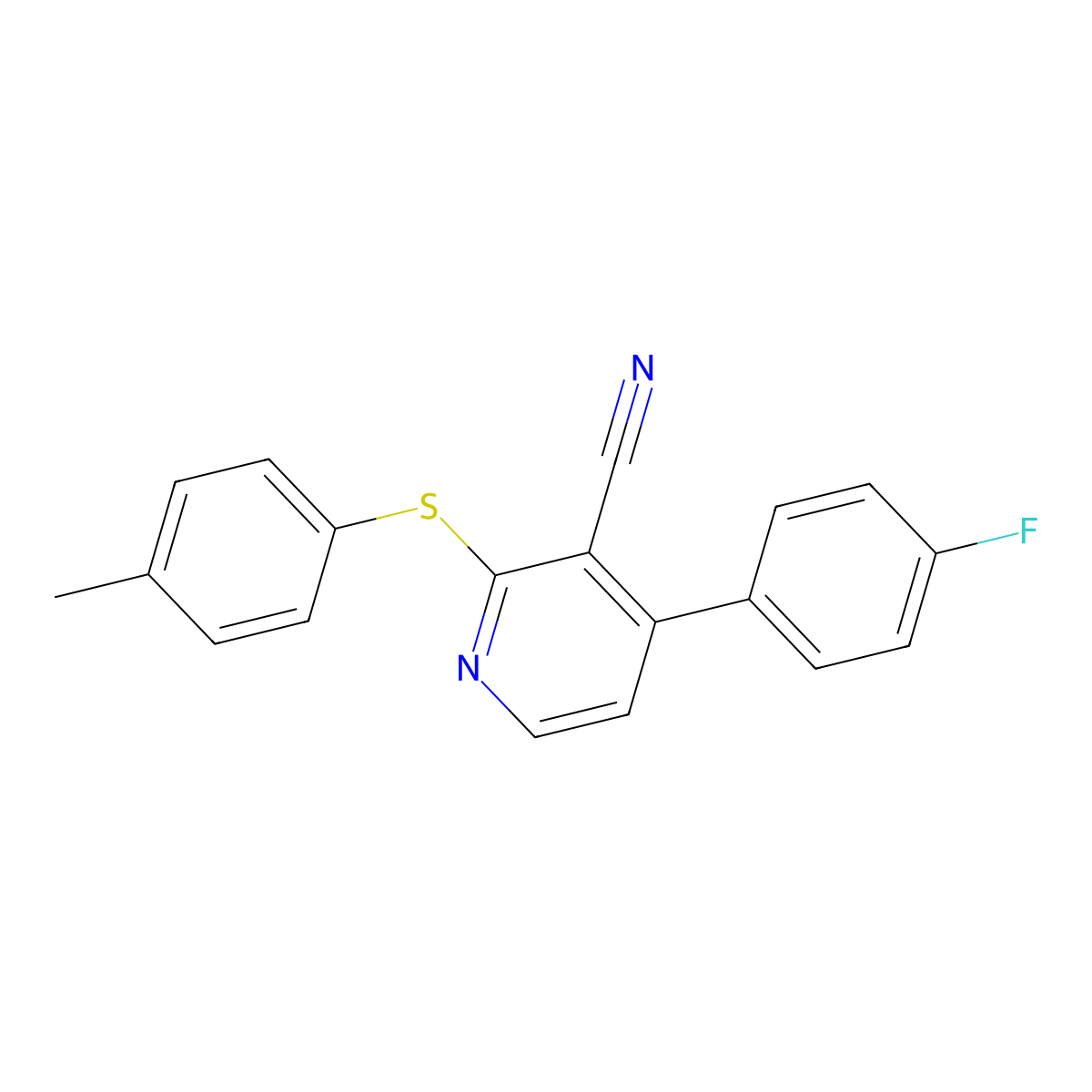 4-(4-Fluorophenyl)-2-[(4-methylphenyl)sulfanyl]nicotinonitrile molecular structure, CAS 478245-92-0