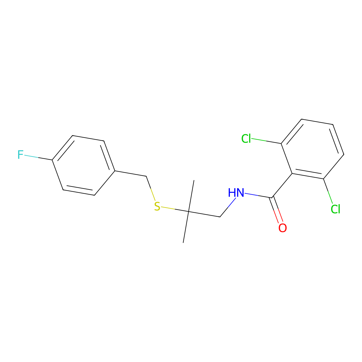 2,6-dichloro-N-{2-[(4-fluorobenzyl)sulfanyl]-2-methylpropyl}benzenecarboxamide molecular structure, CAS 478245-97-5