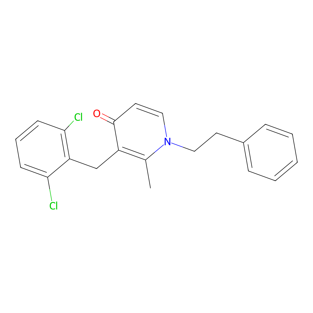 3-(2,6-dichlorobenzyl)-2-methyl-1-phenethyl-4(1H)-pyridinone molecular structure, CAS 478245-98-6