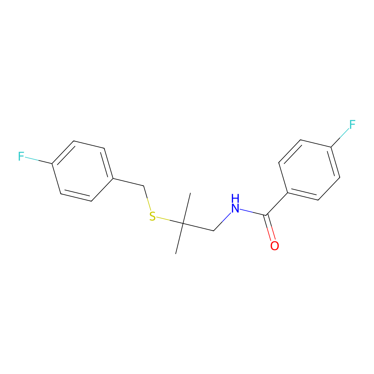 4-fluoro-N-{2-[(4-fluorobenzyl)sulfanyl]-2-methylpropyl}benzenecarboxamide molecular structure, CAS 478246-00-3