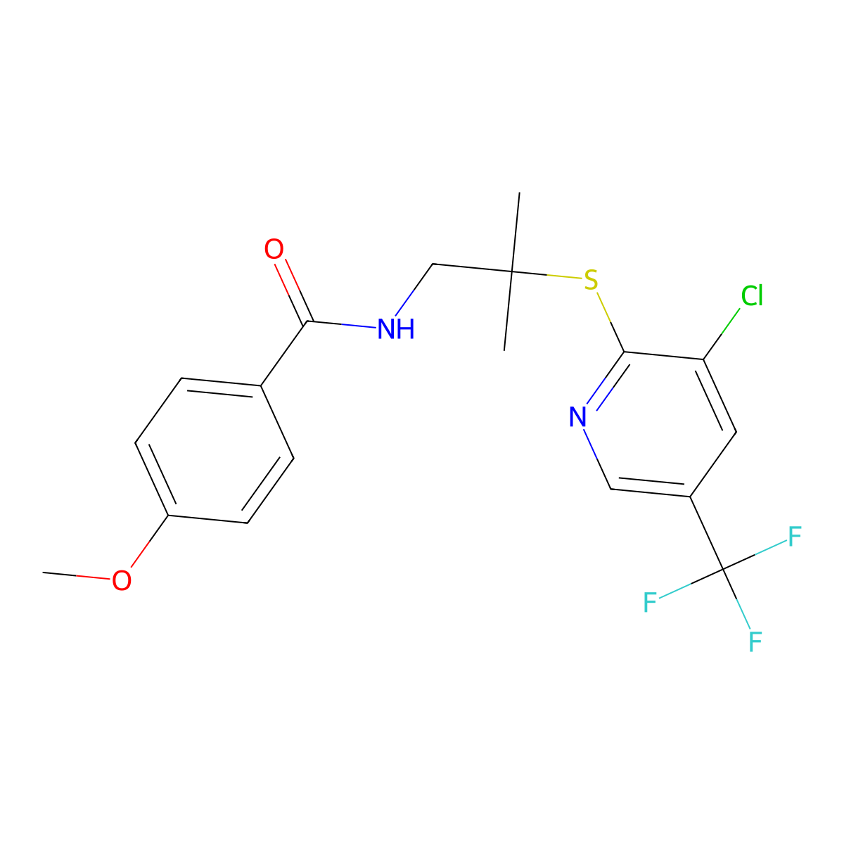 N-(2-{[3-chloro-5-(trifluoromethyl)-2-pyridinyl]sulfanyl}-2-methylpropyl)-4-methoxybenzenecarboxamide molecular structure, CAS 478246-01-4
