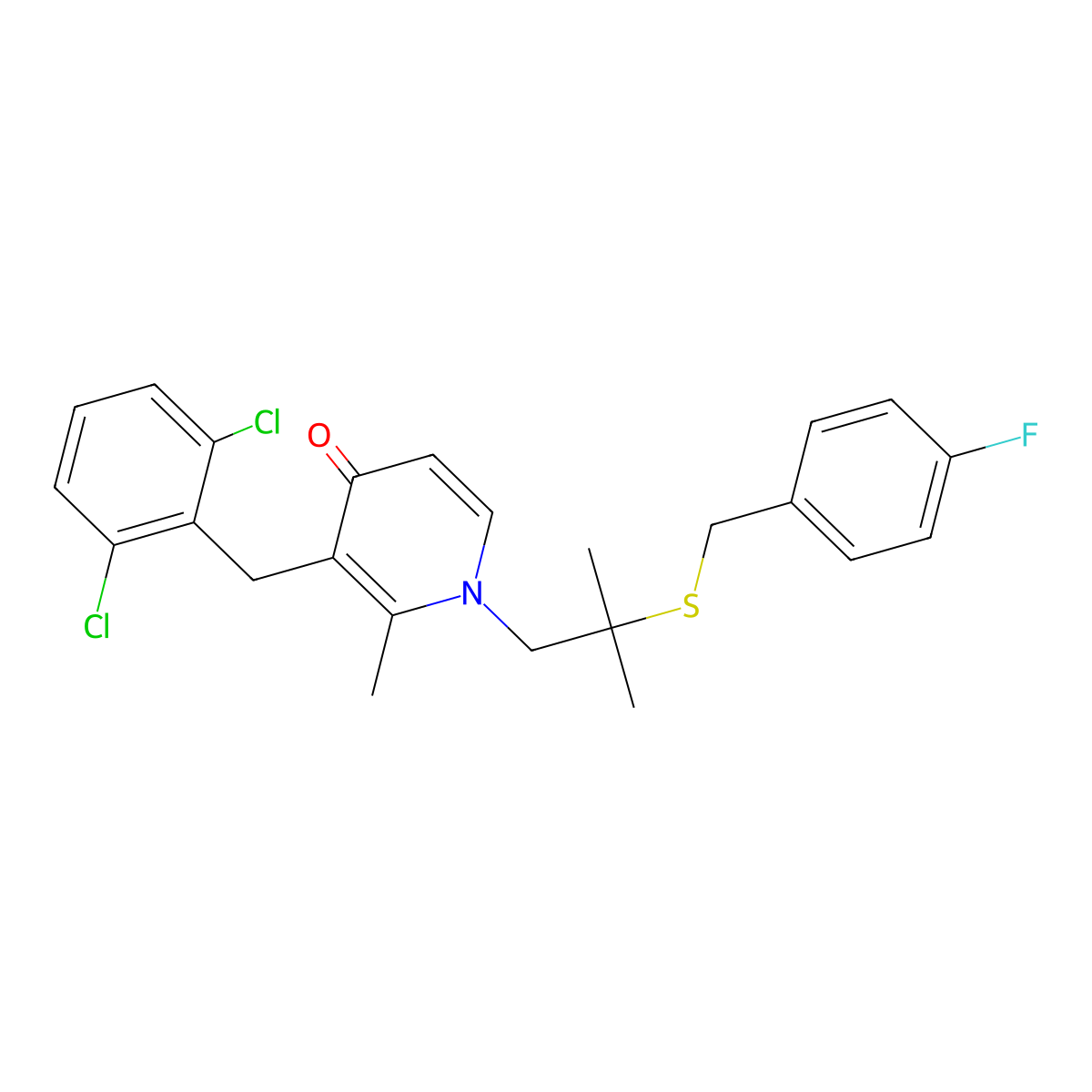 3-(2,6-dichlorobenzyl)-1-{2-[(4-fluorobenzyl)sulfanyl]-2-methylpropyl}-2-methyl-4(1H)-pyridinone molecular structure, CAS 478246-02-5