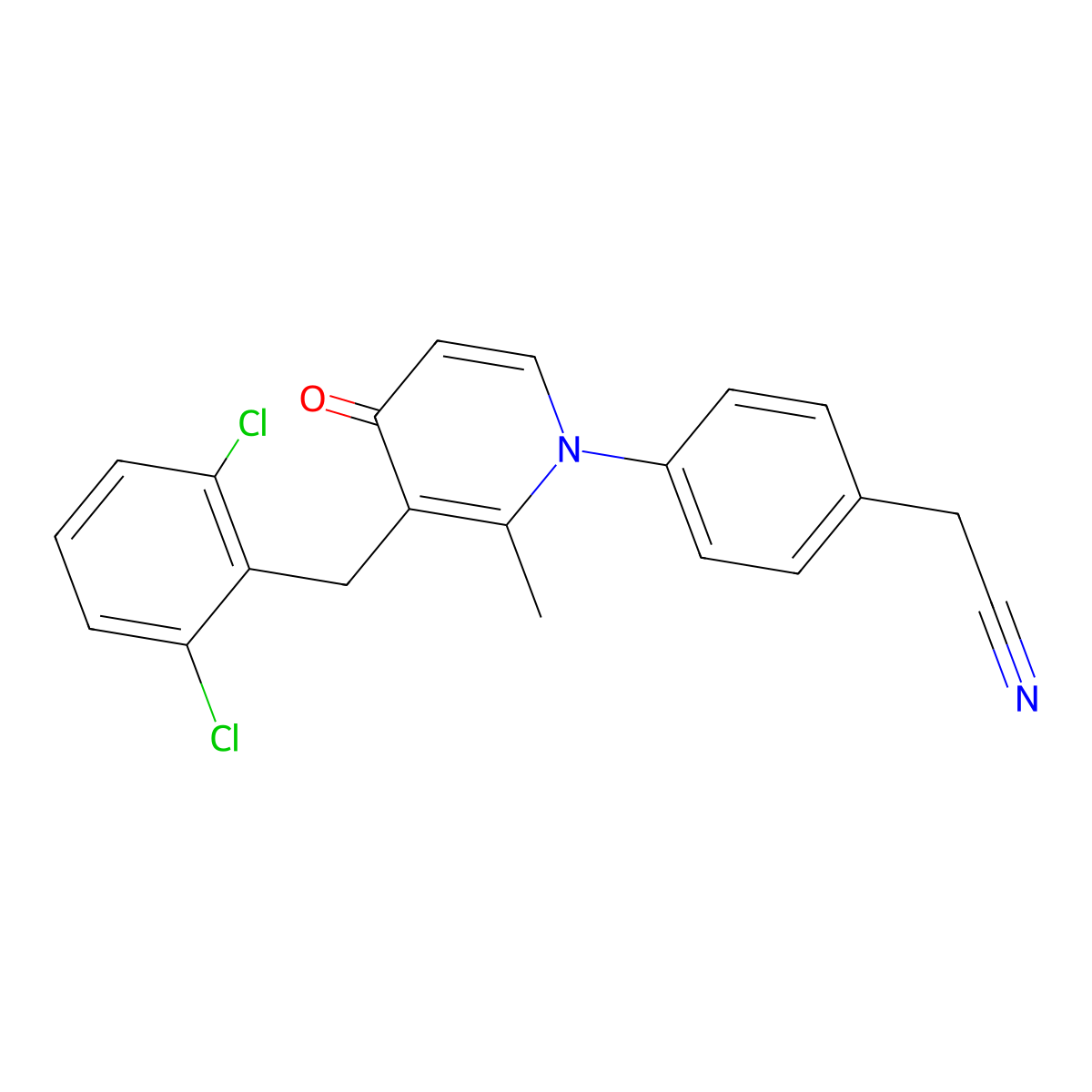 2-{4-[3-(2,6-dichlorobenzyl)-2-methyl-4-oxo-1(4H)-pyridinyl]phenyl}acetonitrile molecular structure, CAS 478246-06-9