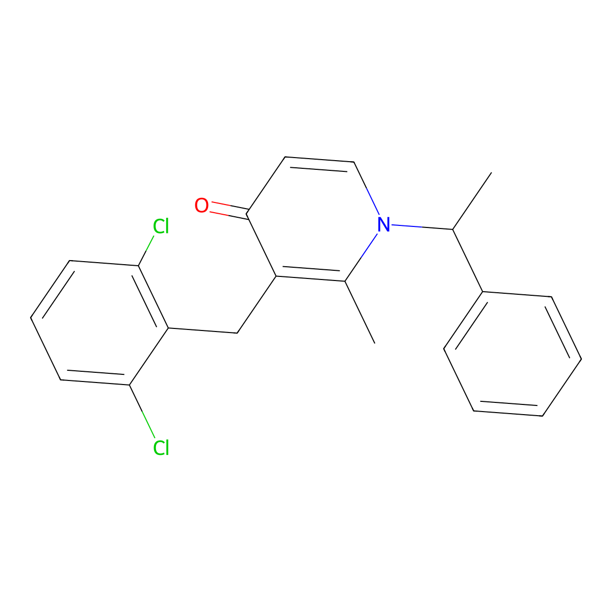 3-(2,6-dichlorobenzyl)-2-methyl-1-(1-phenylethyl)-4(1H)-pyridinone molecular structure, CAS 478246-07-0
