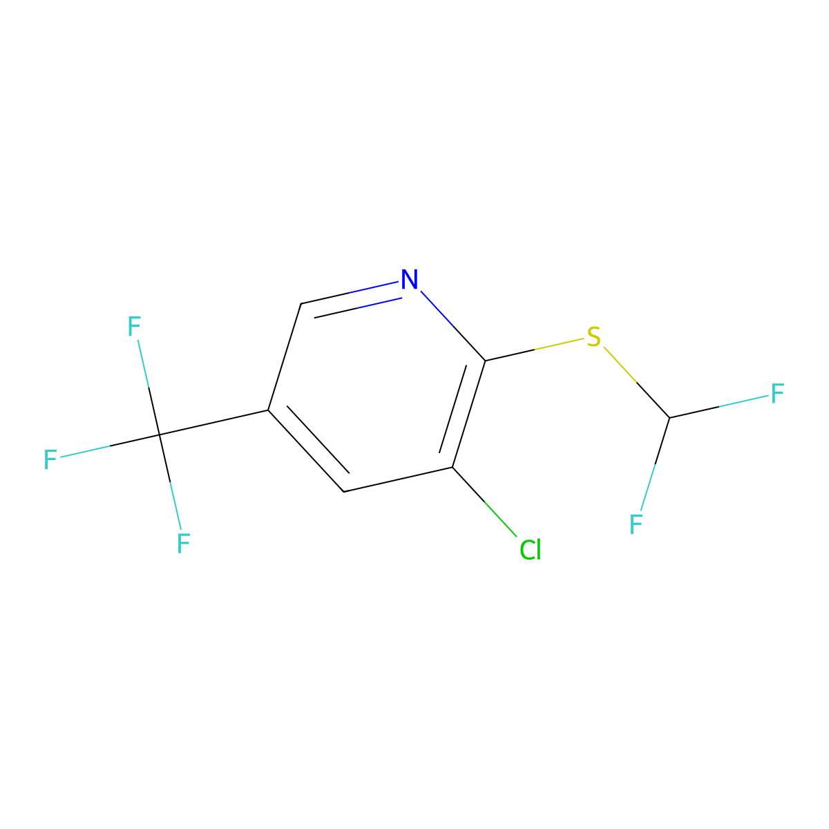 3-Chloro-2-[(difluoromethyl)sulfanyl]-5-(trifluoromethyl)pyridine molecular structure, CAS 478246-09-2