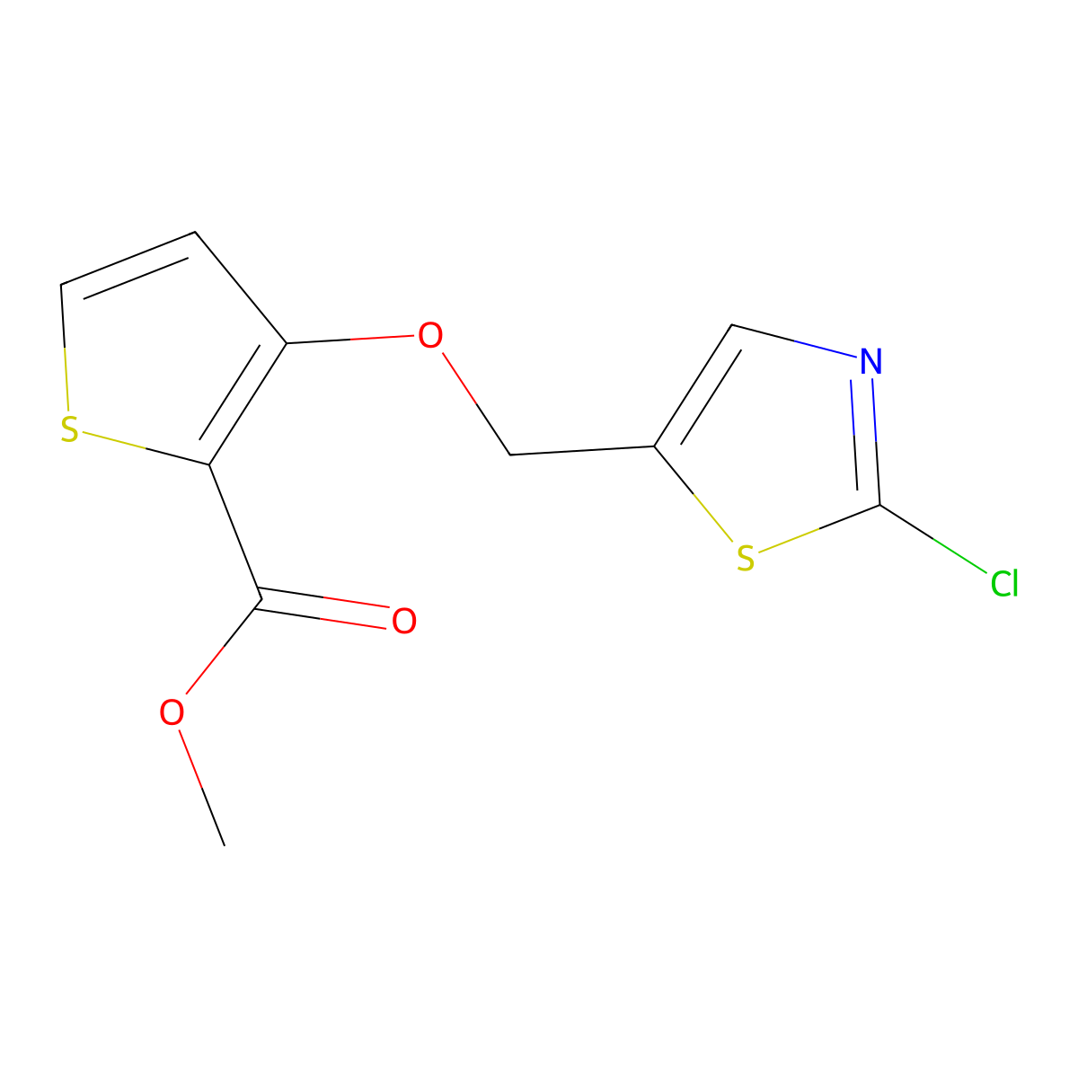 Methyl 3-[(2-chloro-1,3-thiazol-5-yl)methoxy]-2-thiophenecarboxylate molecular structure, CAS 478246-26-3