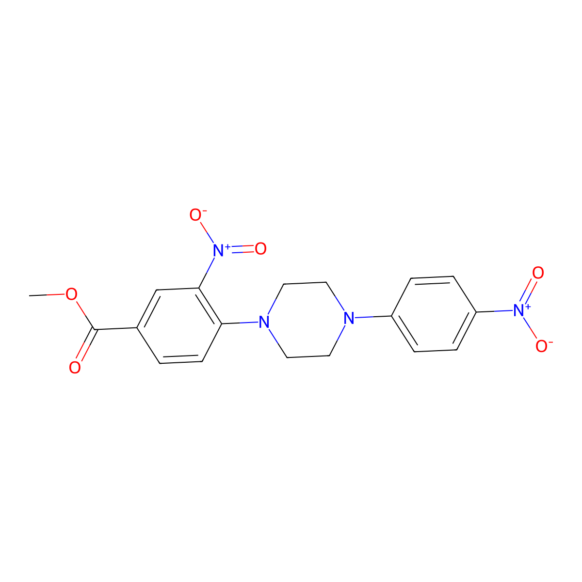 Methyl 3-nitro-4-[4-(4-nitrophenyl)piperazino]benzenecarboxylate molecular structure, CAS 478246-31-0
