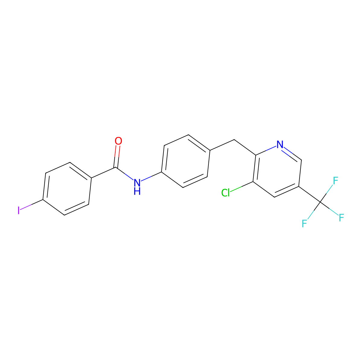 N-(4-{[3-chloro-5-(trifluoromethyl)pyridin-2-yl]methyl}phenyl)-4-iodobenzamide molecular structure, CAS 478246-32-1