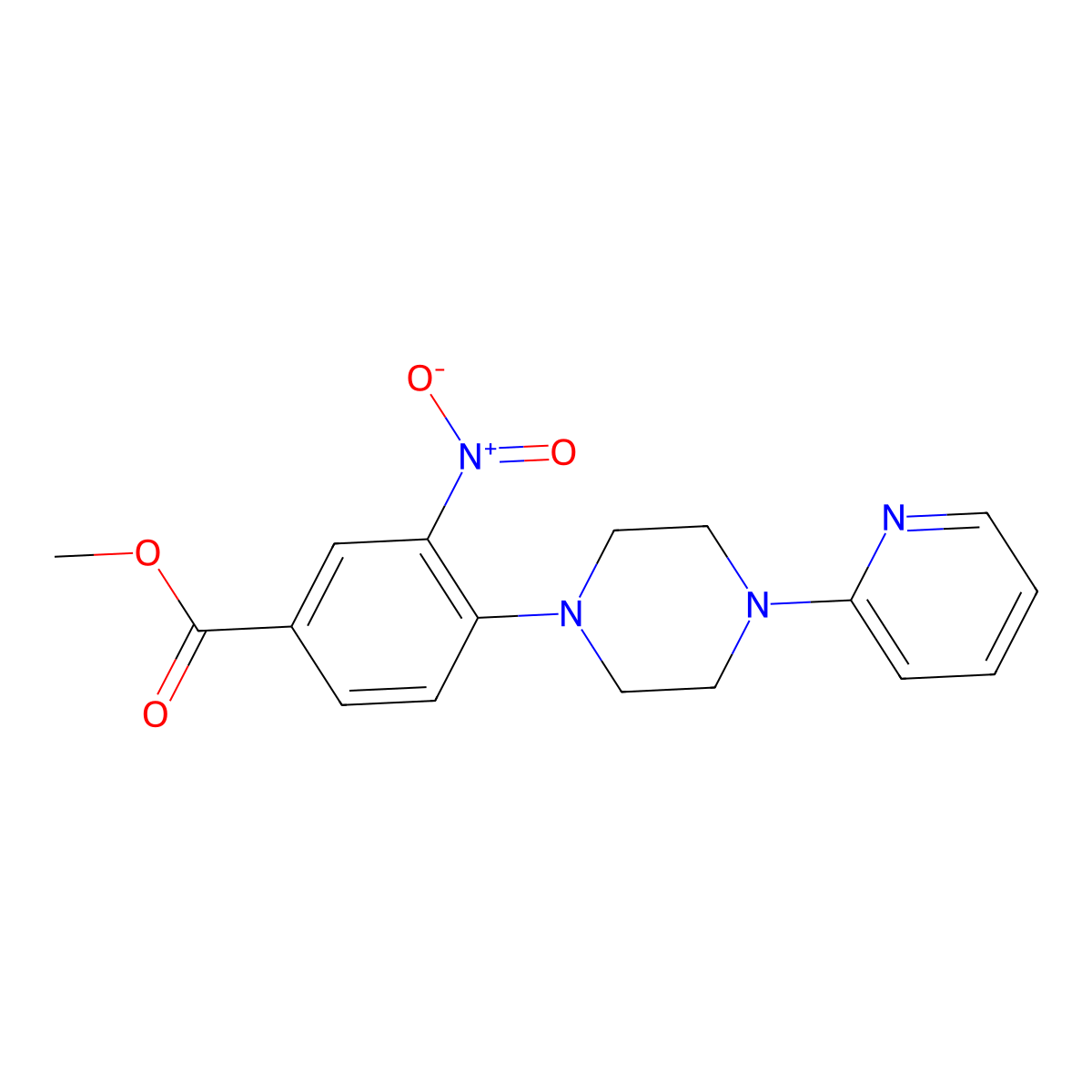 Methyl 3-nitro-4-[4-(2-pyridinyl)piperazino]benzenecarboxylate molecular structure, CAS 478246-35-4