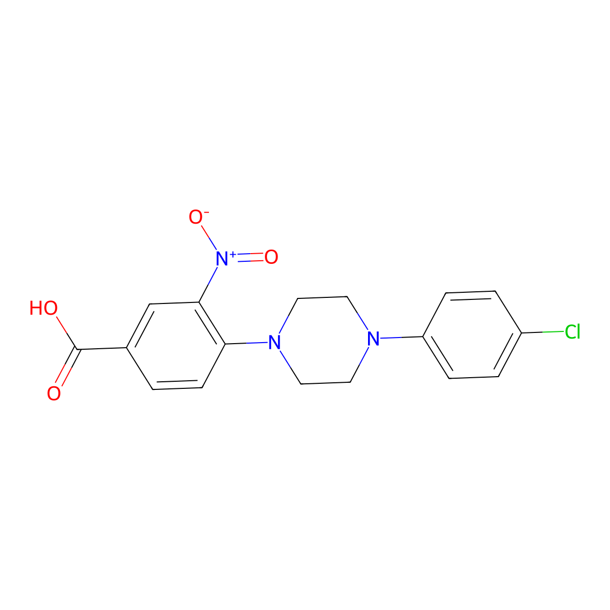 4-[4-(4-Chlorophenyl)piperazin-1-yl]-3-nitrobenzoic acid molecular structure, CAS 478246-45-6