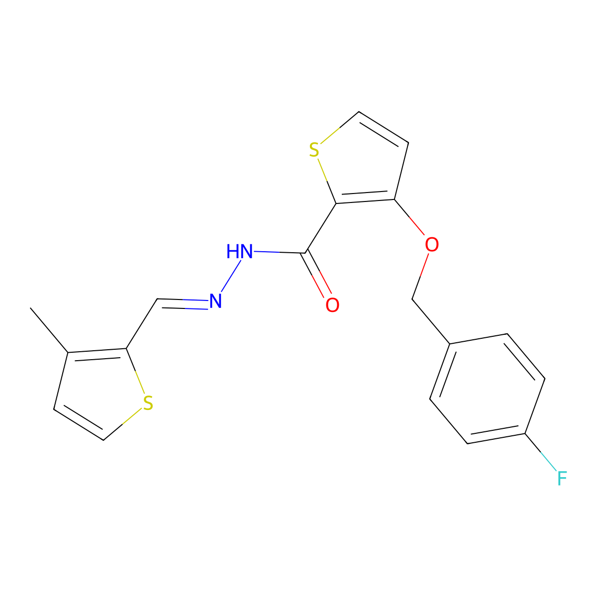 3-[(4-fluorobenzyl)oxy]-N'-[(E)-(3-methyl-2-thienyl)methylidene]-2-thiophenecarbohydrazide molecular structure, CAS 478246-49-0