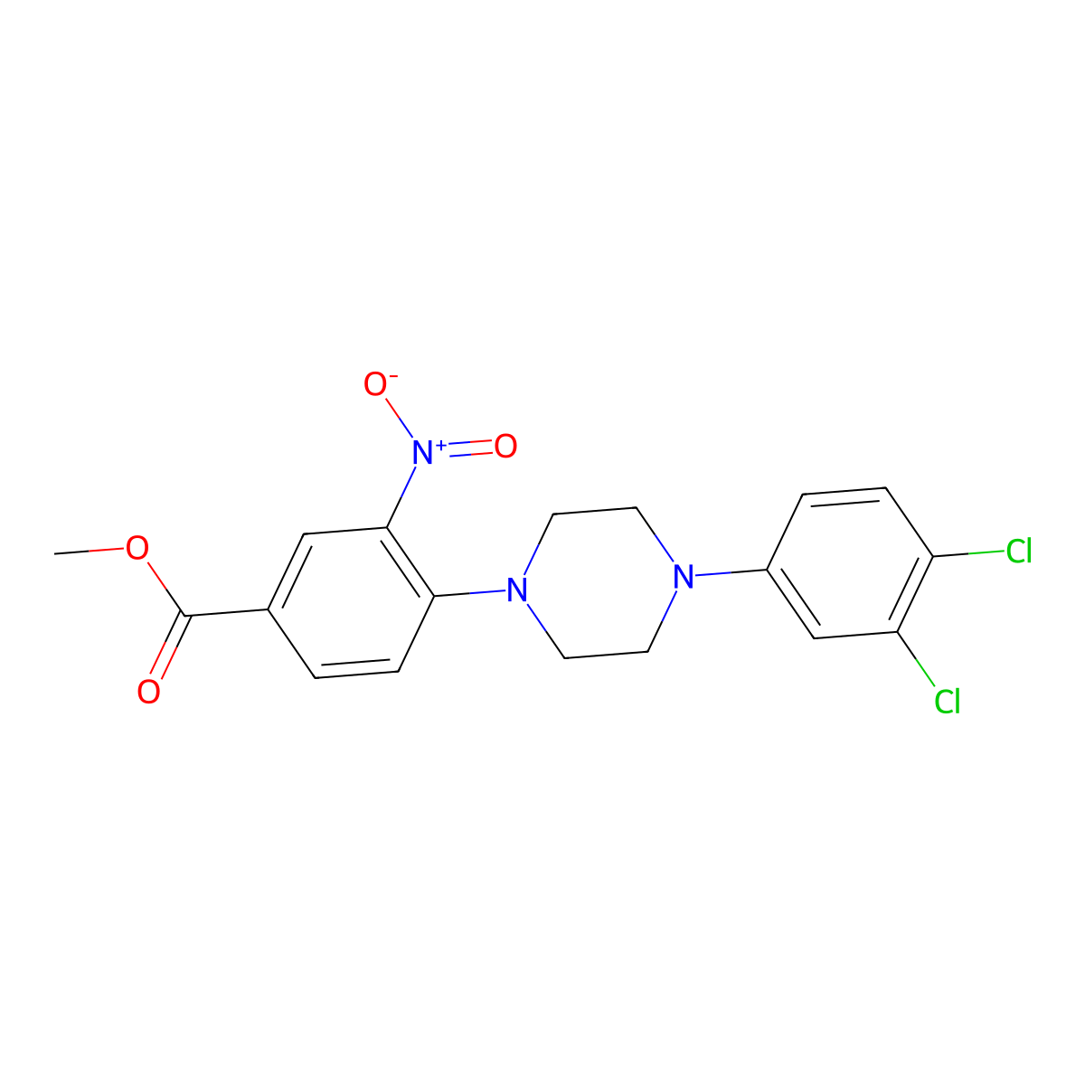 Methyl 4-[4-(3,4-dichlorophenyl)piperazin-1-yl]-3-nitrobenzoate molecular structure, CAS 478246-53-6