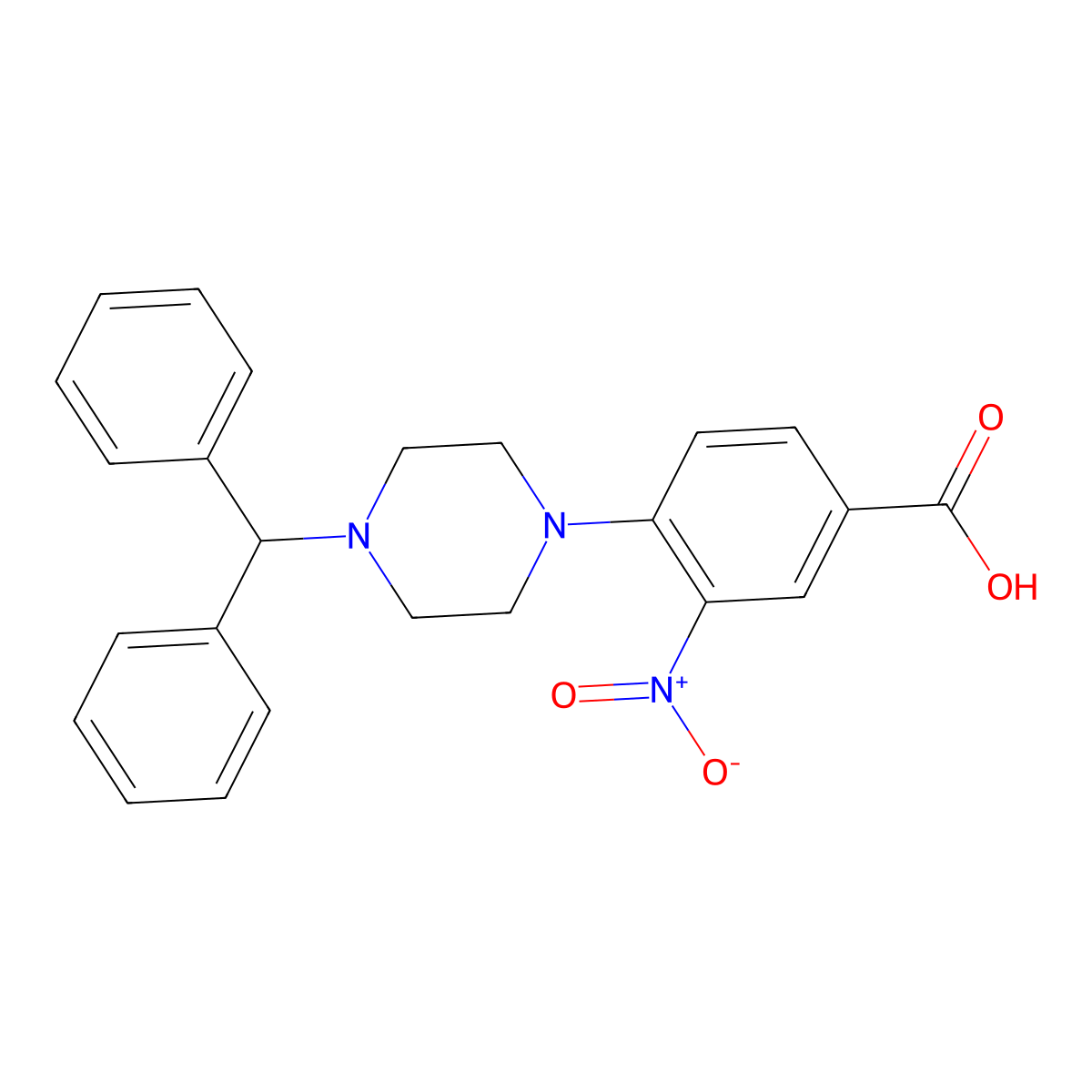 4-(4-Benzhydrylpiperazino)-3-nitrobenzenecarboxylic acid molecular structure, CAS 478246-54-7