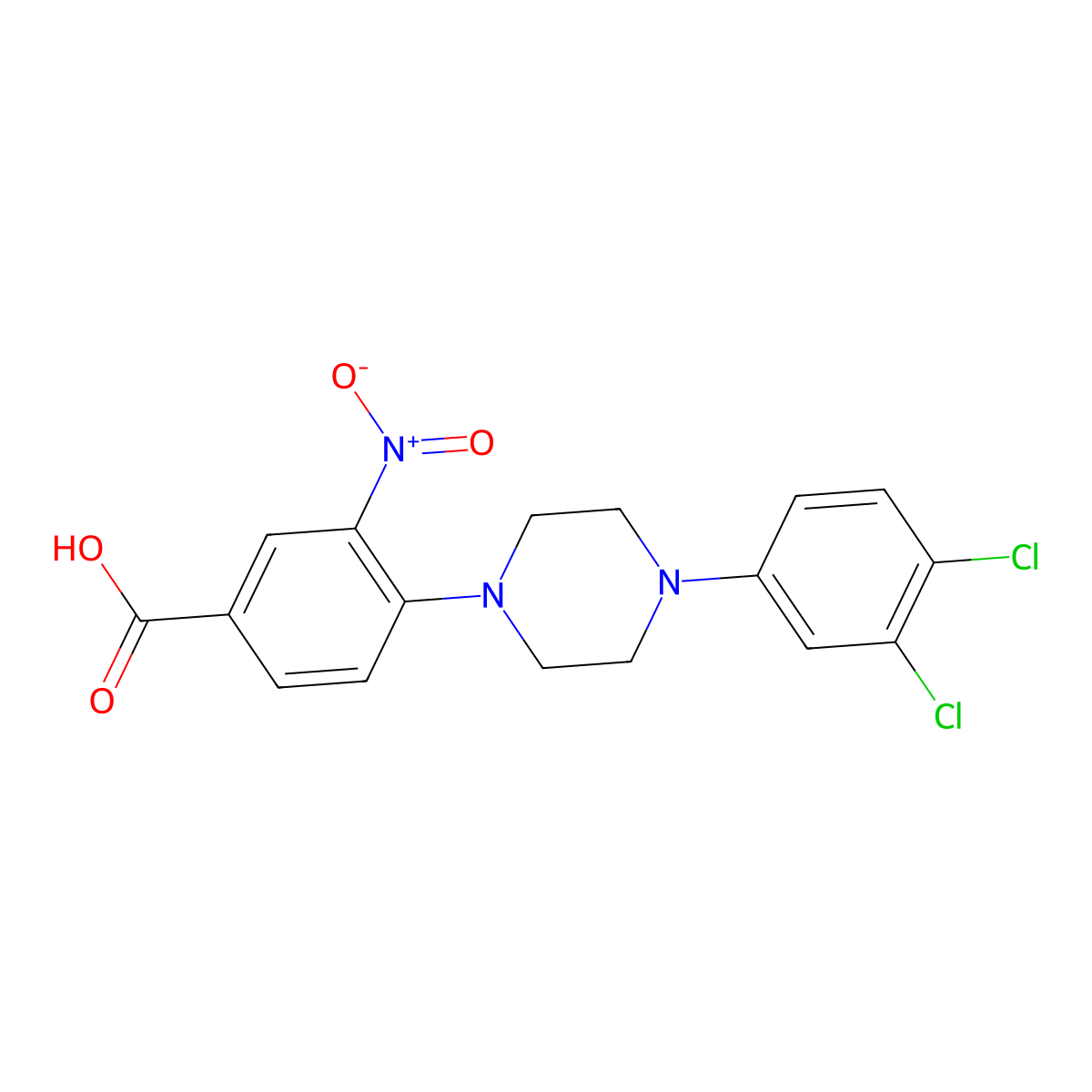 4-[4-(3,4-Dichlorophenyl)piperazino]-3-nitrobenzenecarboxylic acid molecular structure, CAS 478246-62-7